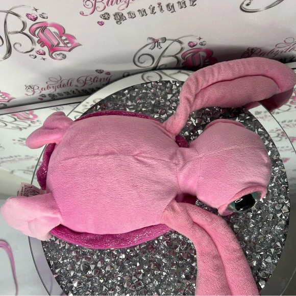 Big eyed pink sea turtle sparkly adorable bow tie on head plush  stuffed toy - Picture 6 of 14